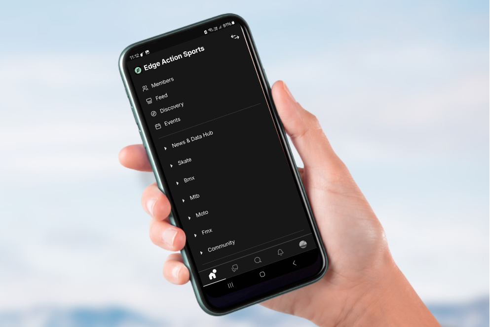 Edge Action Sports mobile app displaying online coaching platform on smartphone.